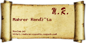 Mahrer Renáta névjegykártya